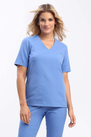 Women's Scrub Top classic blue BL 61, Elegant Stretch