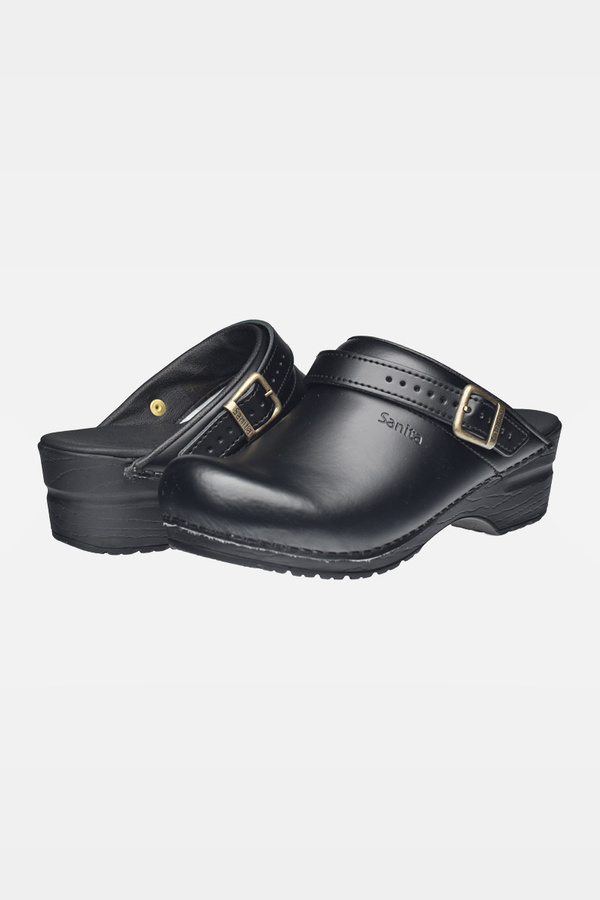 Unisex clogs Sanita San Flex OB, black, with strap