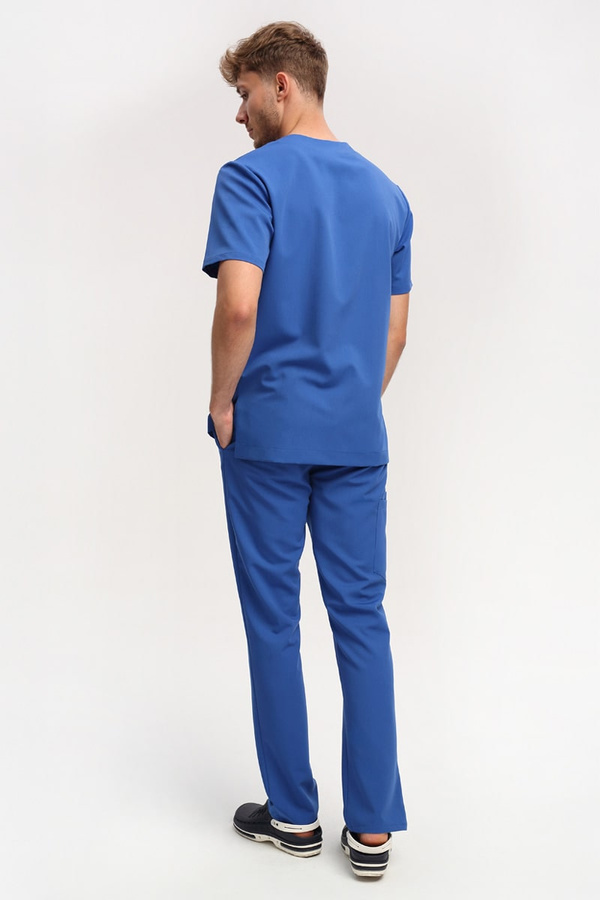 Men's Scrub Top BL 59, royal blue, short sleeve, Elegant Stretch