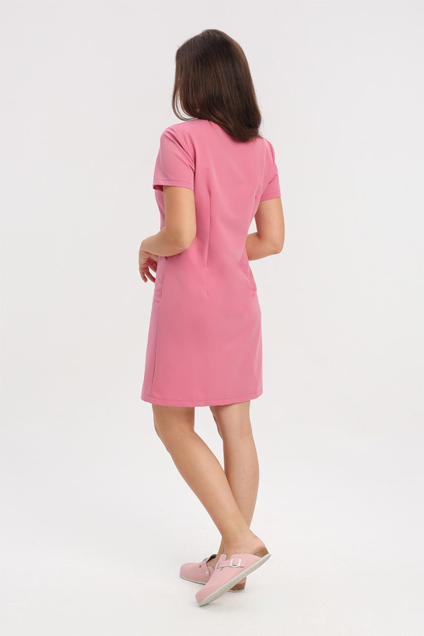 Medical dress SU 62, coral pink, short sleeve, Elegant Stretch