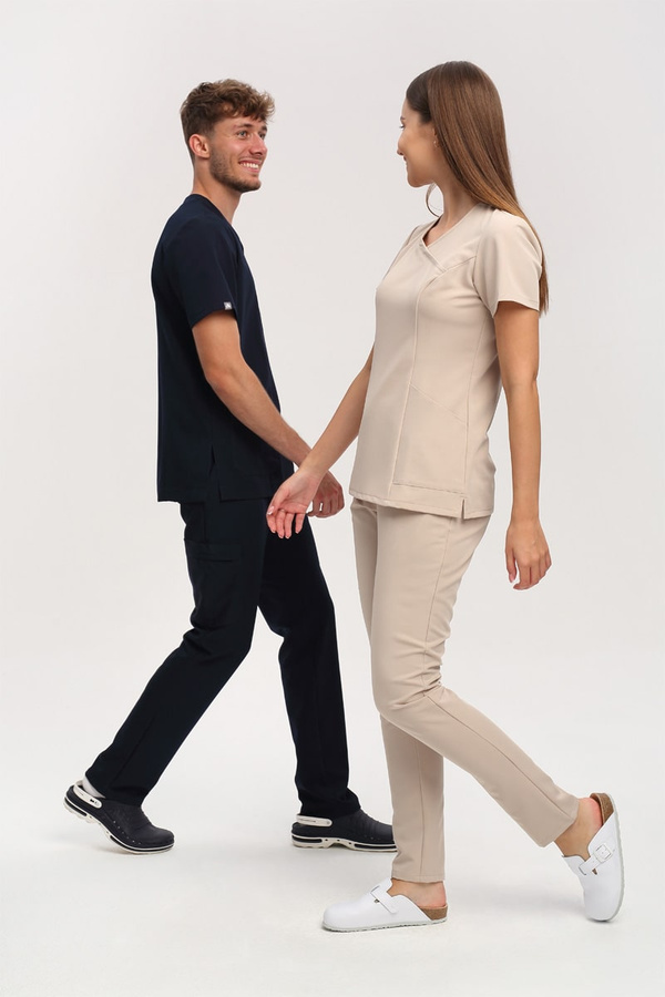 Bluza medyczna męska granatowa BL 59, krótki rękaw, Elegant Stretch