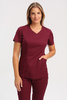 Women's medical scrub top BL 60, burgundy, short sleeve, Comfort Stretch