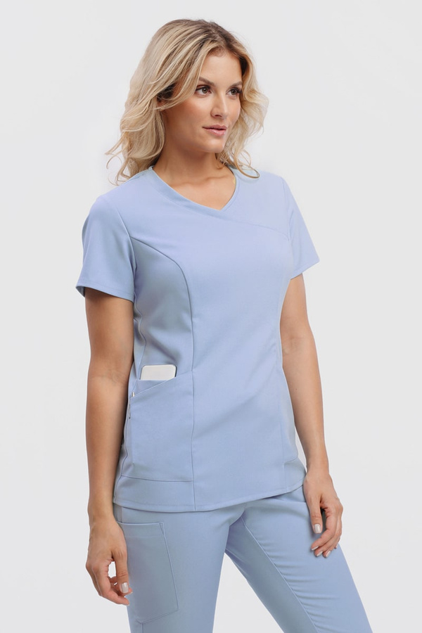 Women's Scrub Top BL 62, baby blue, Elegant Stretch