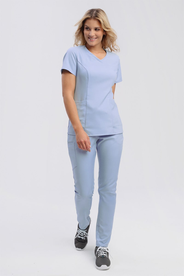 Women's Scrub Top BL 62, baby blue, Elegant Stretch