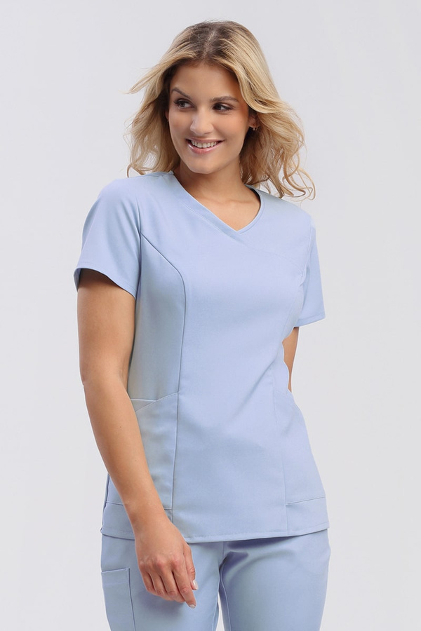 Women's Scrub Top BL 62, baby blue, Elegant Stretch