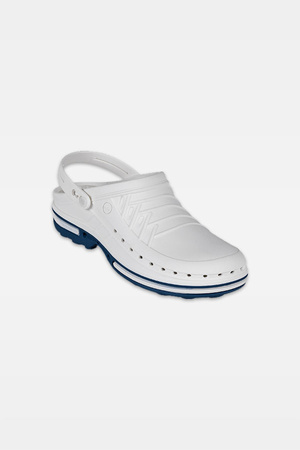 Obuwie operacyjne Wock Clog 02 z paskiem, buty medyczne w kolorze białym i niebieskim unisex