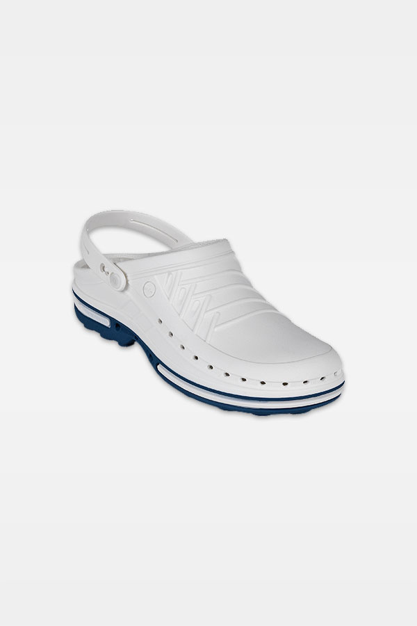 Operating Room Clogs Wock Clog 02 with strap, white and blue, unisex