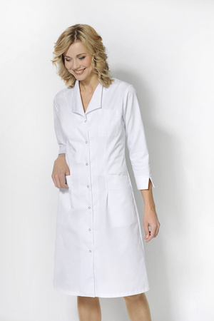 Sukienka medyczna biała SU 33, rękaw 3/4, Premium