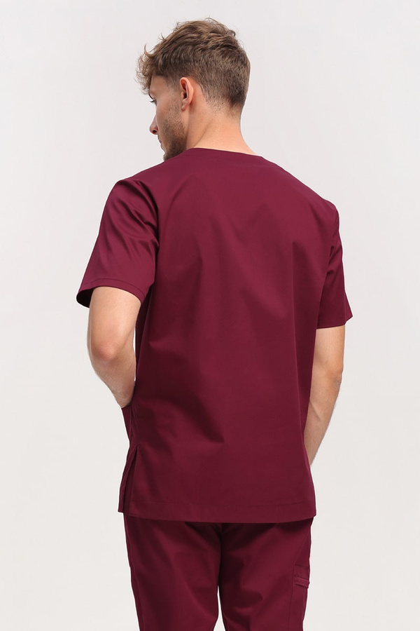 Men's medical blouse BL 59, burgundy, short sleeve, Comfort Stretch